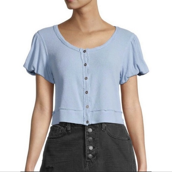 We the Free Molly T-Shirt - Cropped Puff Sleeves - Picture 1 of 8